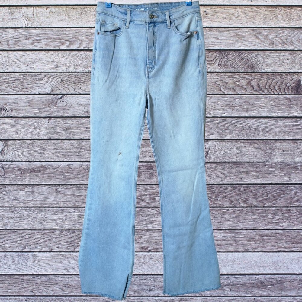 Old Navy Flare Women's Size 8 Raw Hem Light Blue Denim Jeans READ